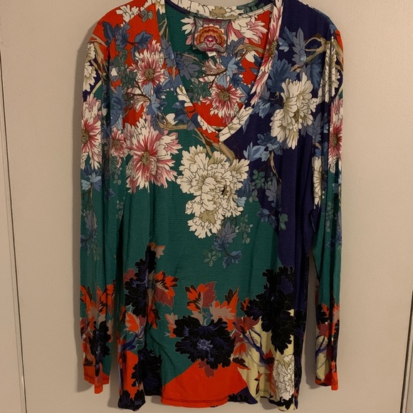 Johnny Was Multicolor Floral Long Sleeve Top - Picture 1 of 5
